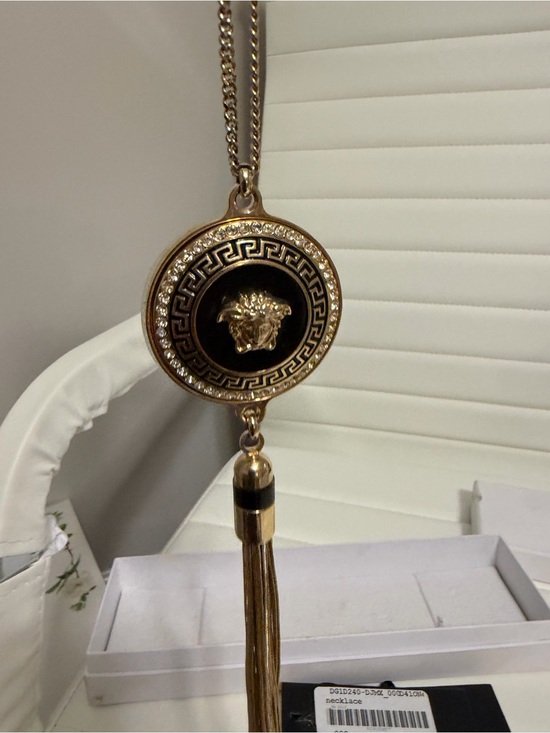 Versace Jewelry - Versace Gold and Black Medusa Tassel Necklace